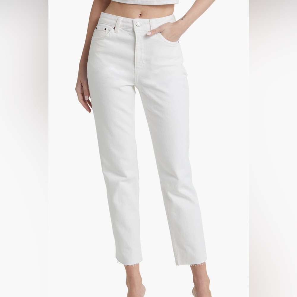 Topshop Straight Leg Raw Hem Jeans